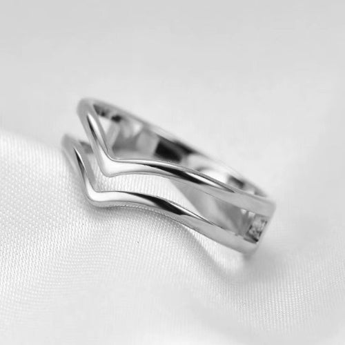 Waterproof hypoallergenic Silver double band ring