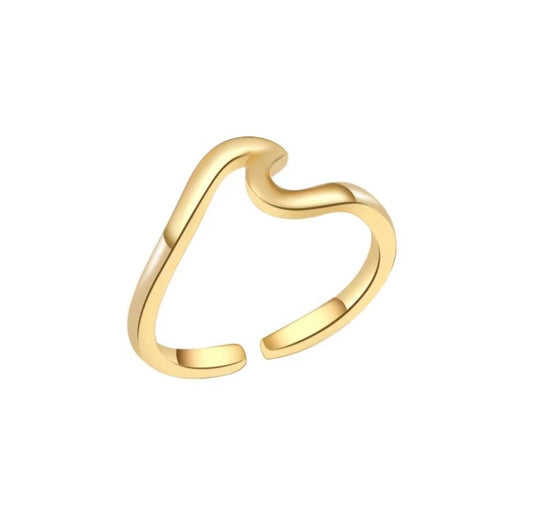 "Blue Lotus" Wave Adjustable Ring