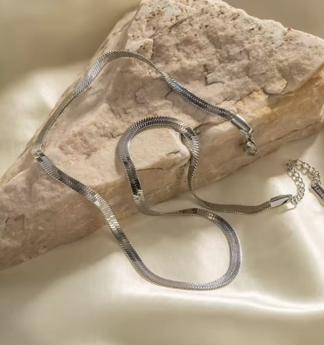 "Silver Wattle" Herringbone Necklace