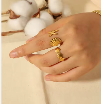 Waterproof Ocean inspired adjustable ring