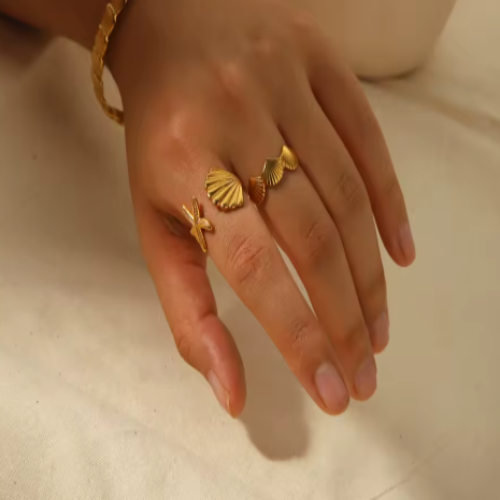 Waterproof Ocean inspired adjustable ring