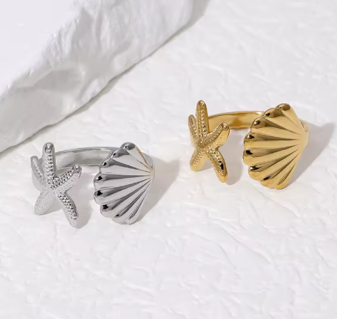 Waterproof Ocean inspired adjustable ring