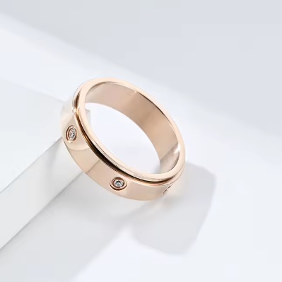 Waterproof rose gold fidget sensory ring with gemstones