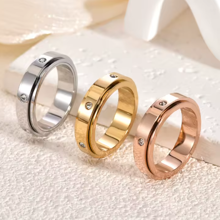 Waterproof  fidget sensory ring with gemstones