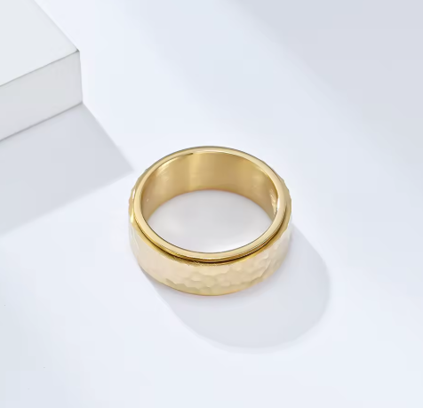 Waterproof Gold fidget sensory spinning ring