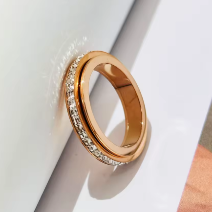 Waterproof Gem detail rose gold fidget spinner sensory ring