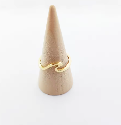 Waterproof stainless steel wave style adjustable ring