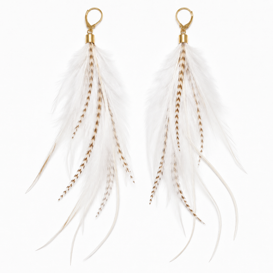 Ivory Wild Feather Earrings