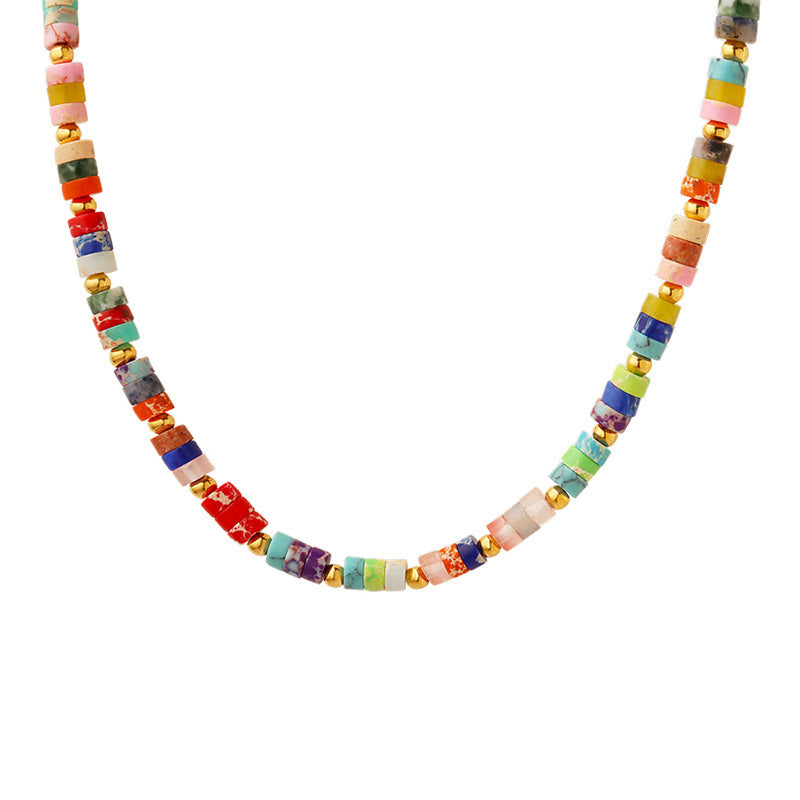 Agapanthus colourful layering necklace by Wyldflower Jewellery