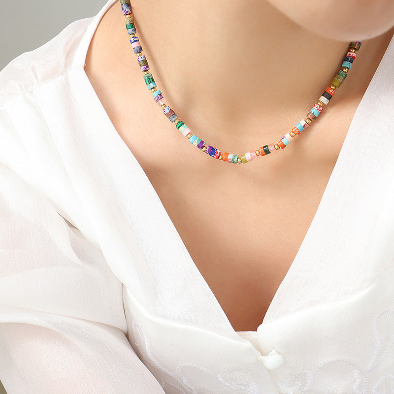 Agapanthus bead necklace close-up