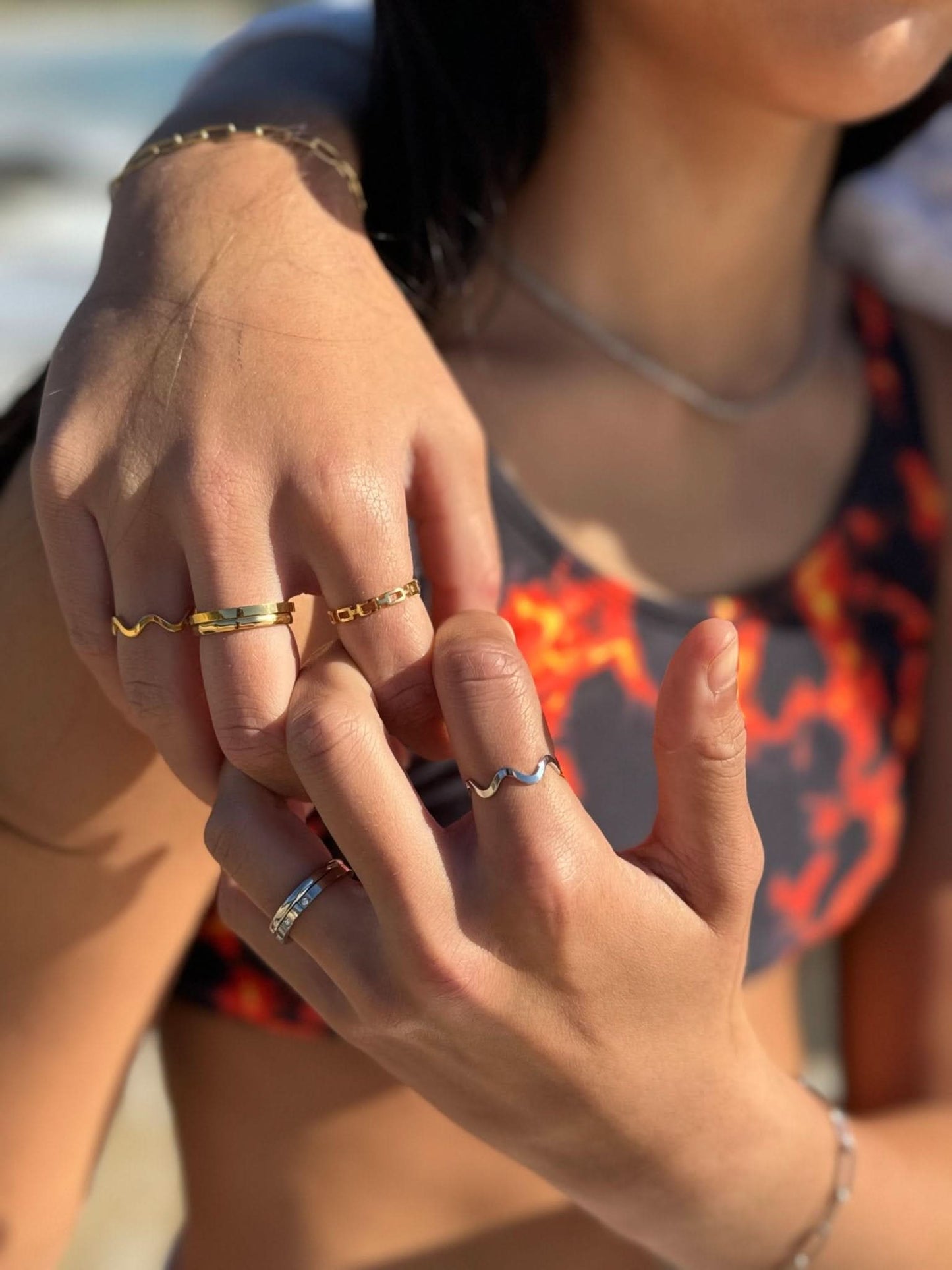 "Bachelor Buttons" Wave Rings - Wyldflower Jewellery