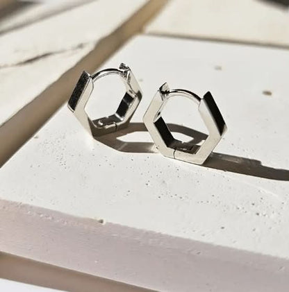 "Bellbottoms" Hexagonal Huggie Earrings - Wyldflower Jewellery