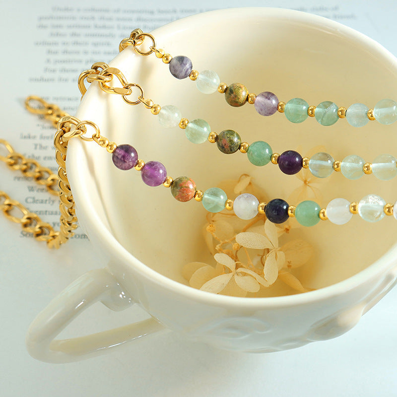 Bellflower natural stone necklace close-up