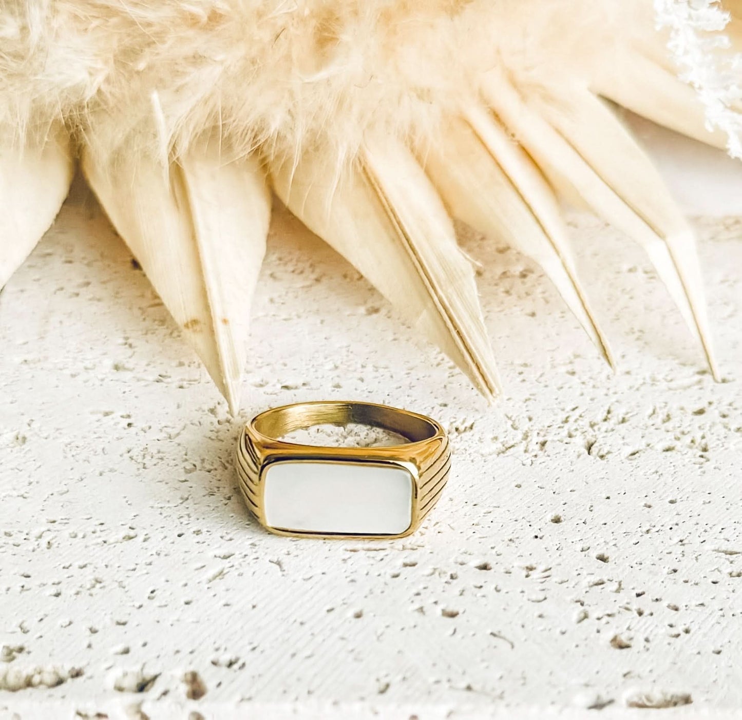 "Lobelia Alata" Mother of Pearl Ring - Wyldflower Jewellery