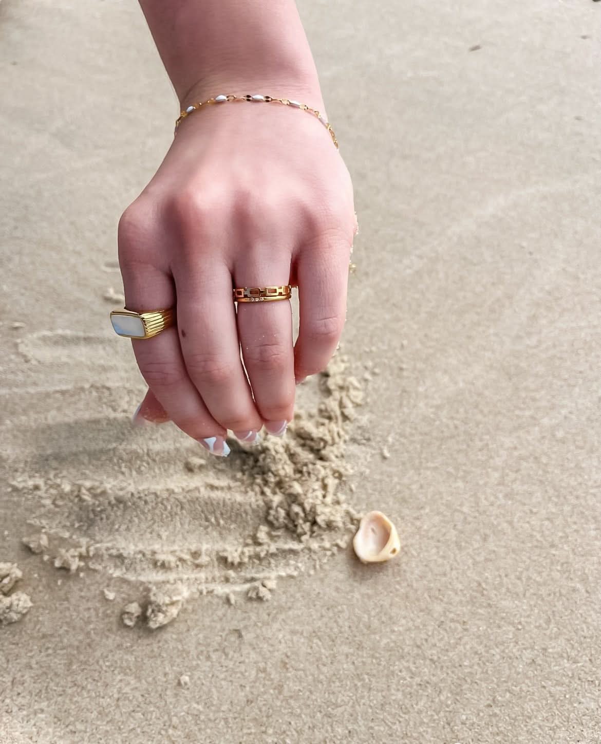 "Lobelia Alata" Mother of Pearl Ring - Wyldflower Jewellery