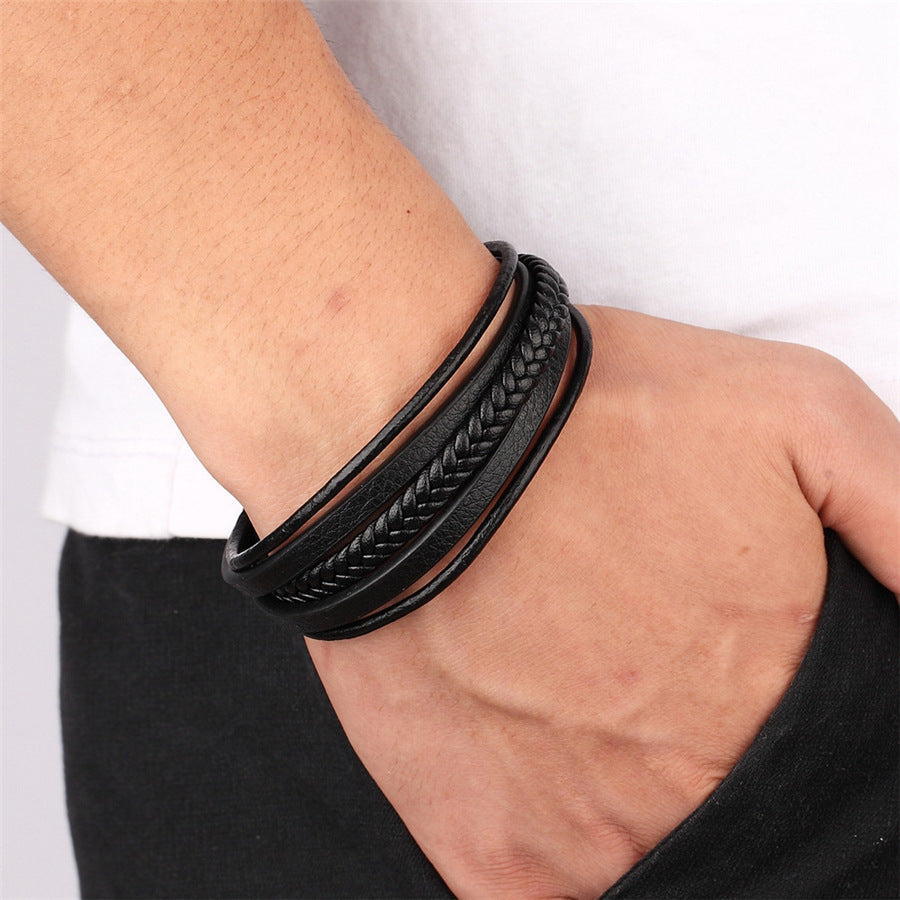 Hawthorn Men's Braided Leather Bracelet