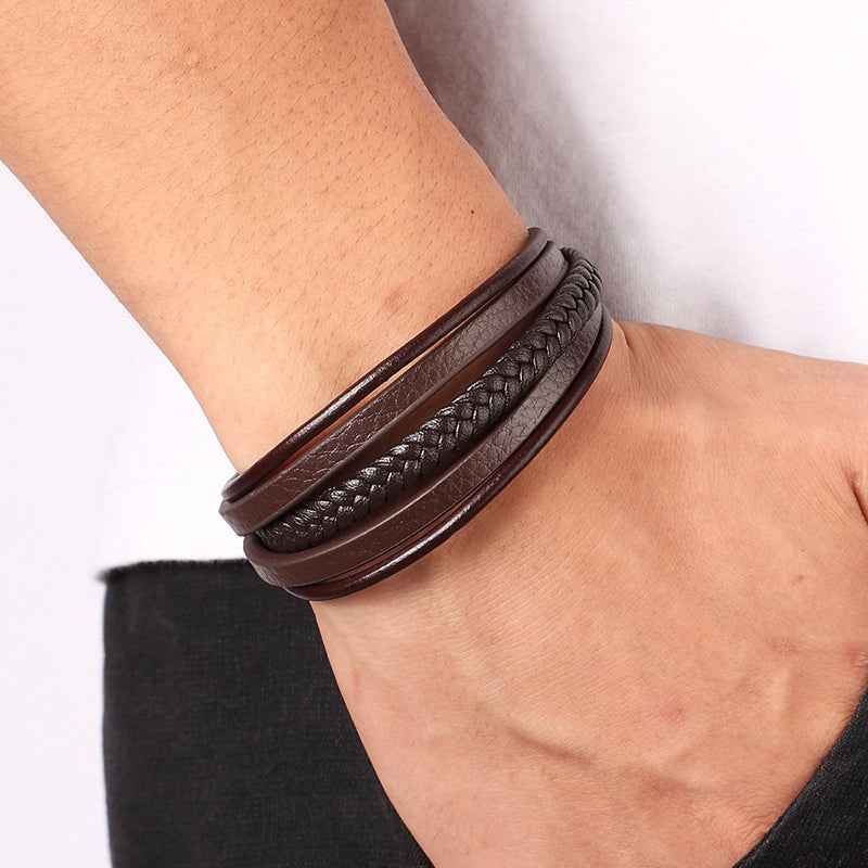 Hawthorn Men's Braided Leather Bracelet