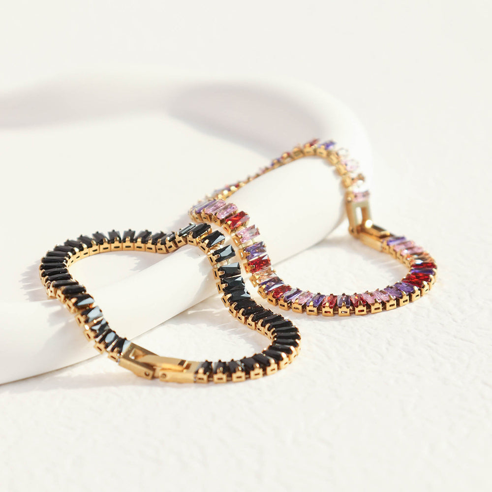 Close-up of faceted zirconia stones on Nemesia bracelet