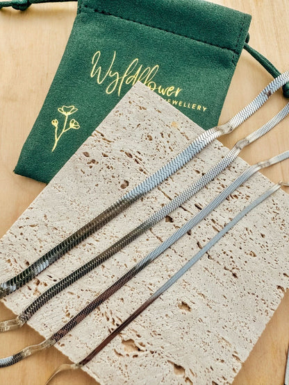 "Silver Wattle" Herringbone Necklace - Wyldflower Jewellery