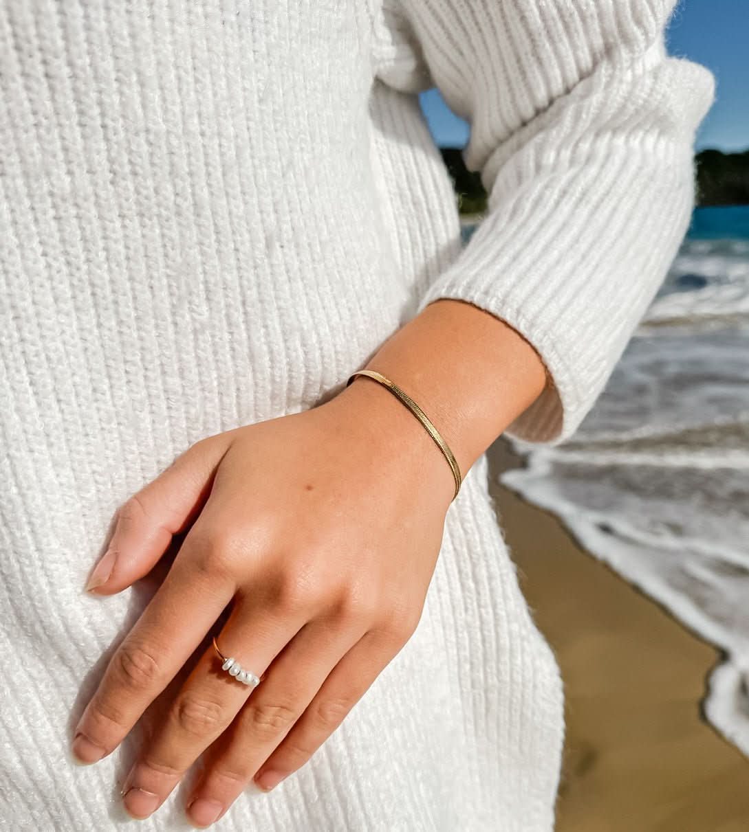 "Wattle" Herringbone Bracelet - Wyldflower Jewellery