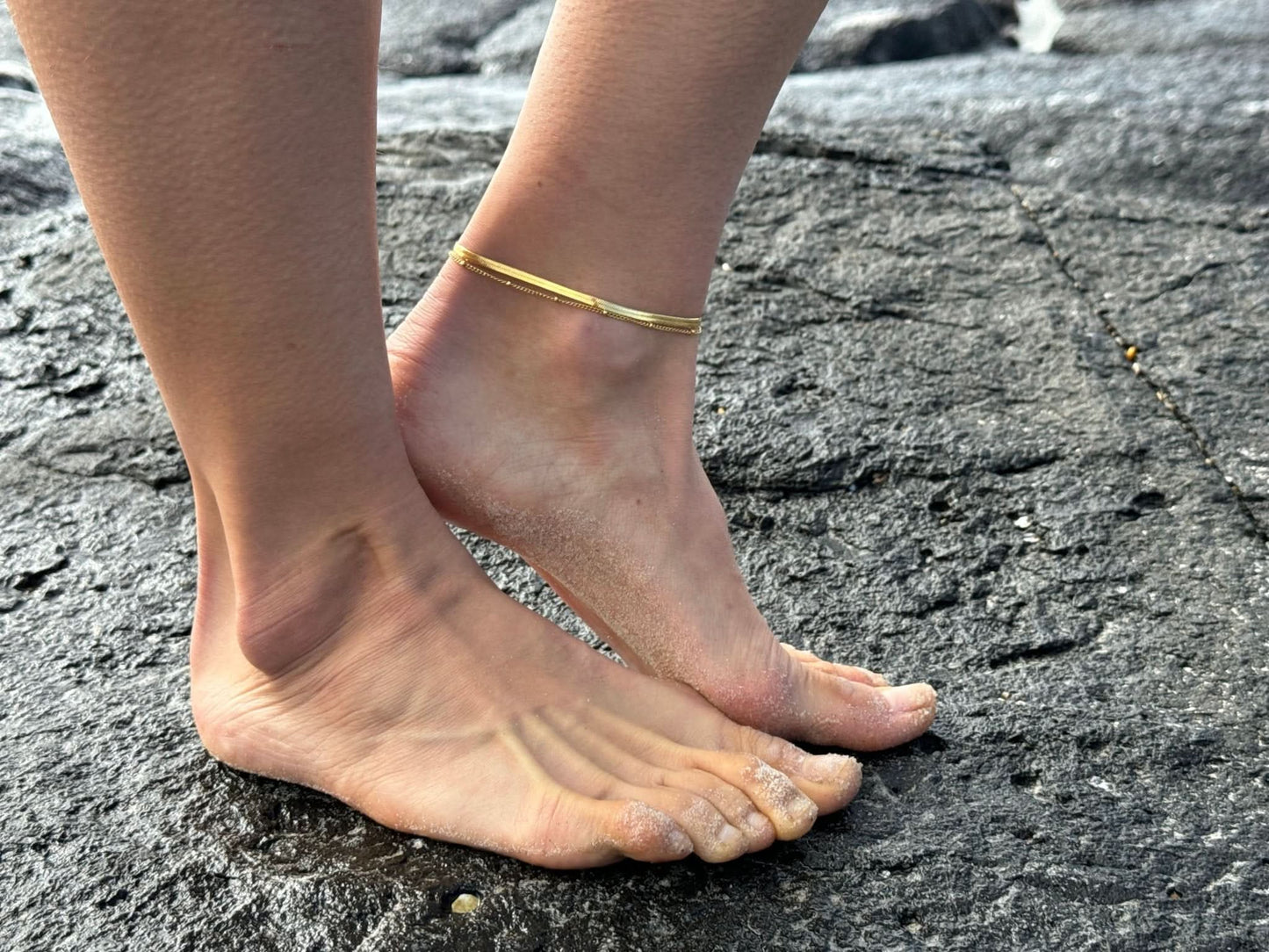 "Wattle" Herringbone Duo Anklet - Wyldflower Jewellery