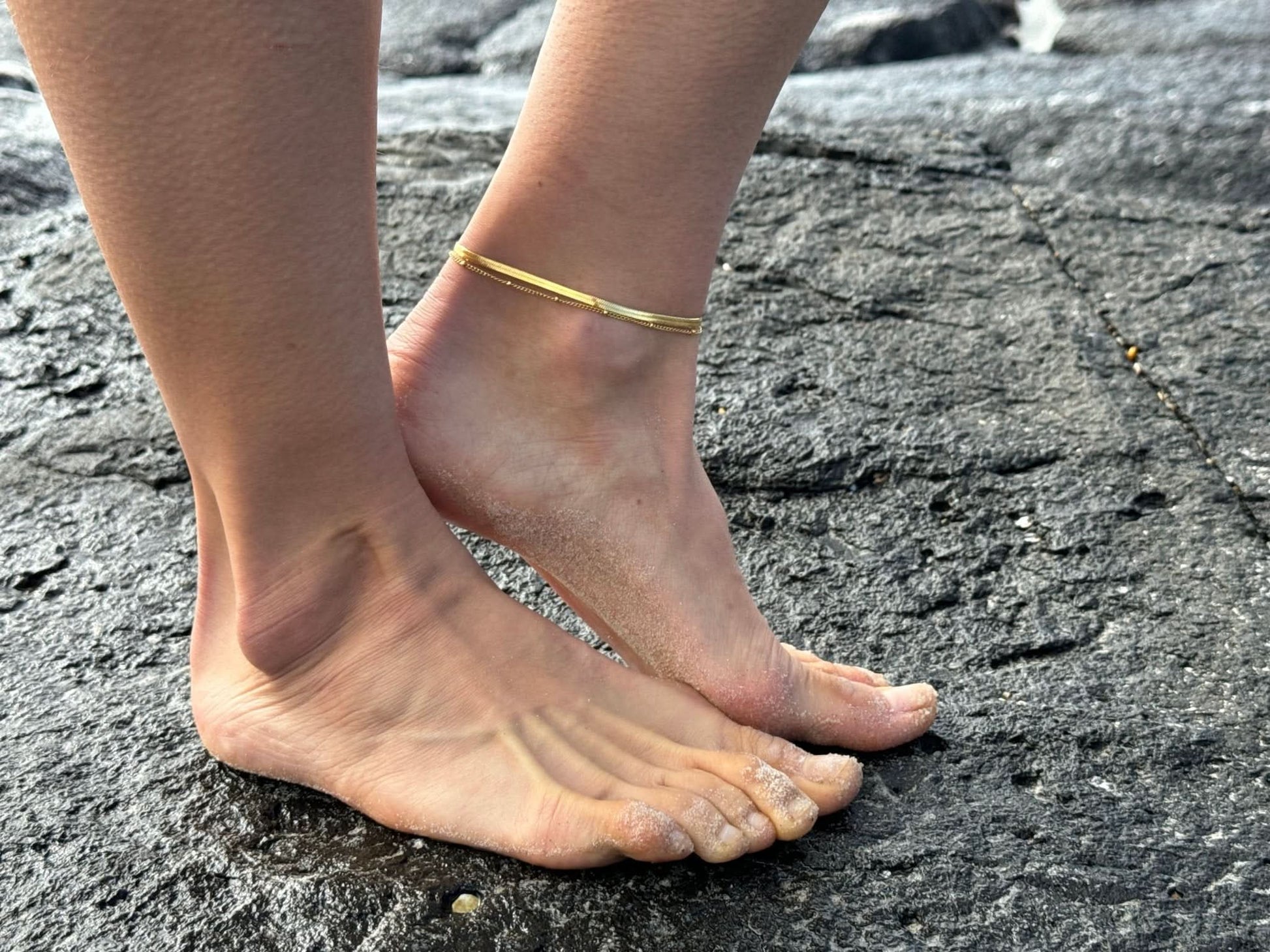 "Wattle" Herringbone Duo Anklet - Wyldflower Jewellery