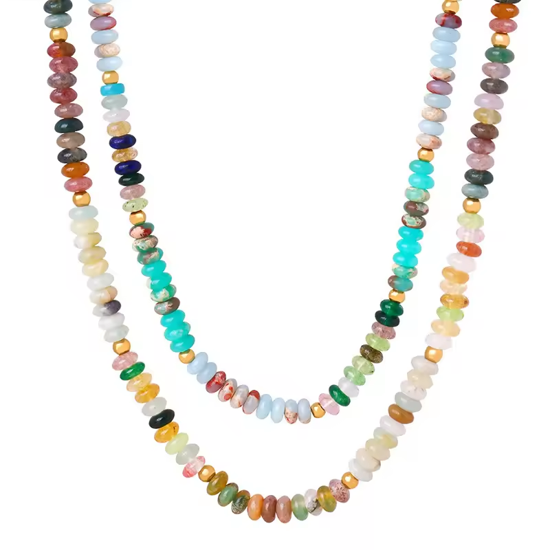 Zinnia colourful natural stone bead necklace