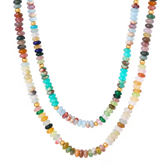Zinnia colourful natural stone bead necklace